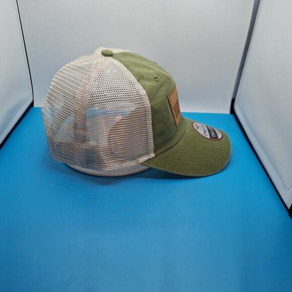 Postal Coffee Leather Patch Trucker Snapback Hat Cap Green Cotton - Picture 5 of 7